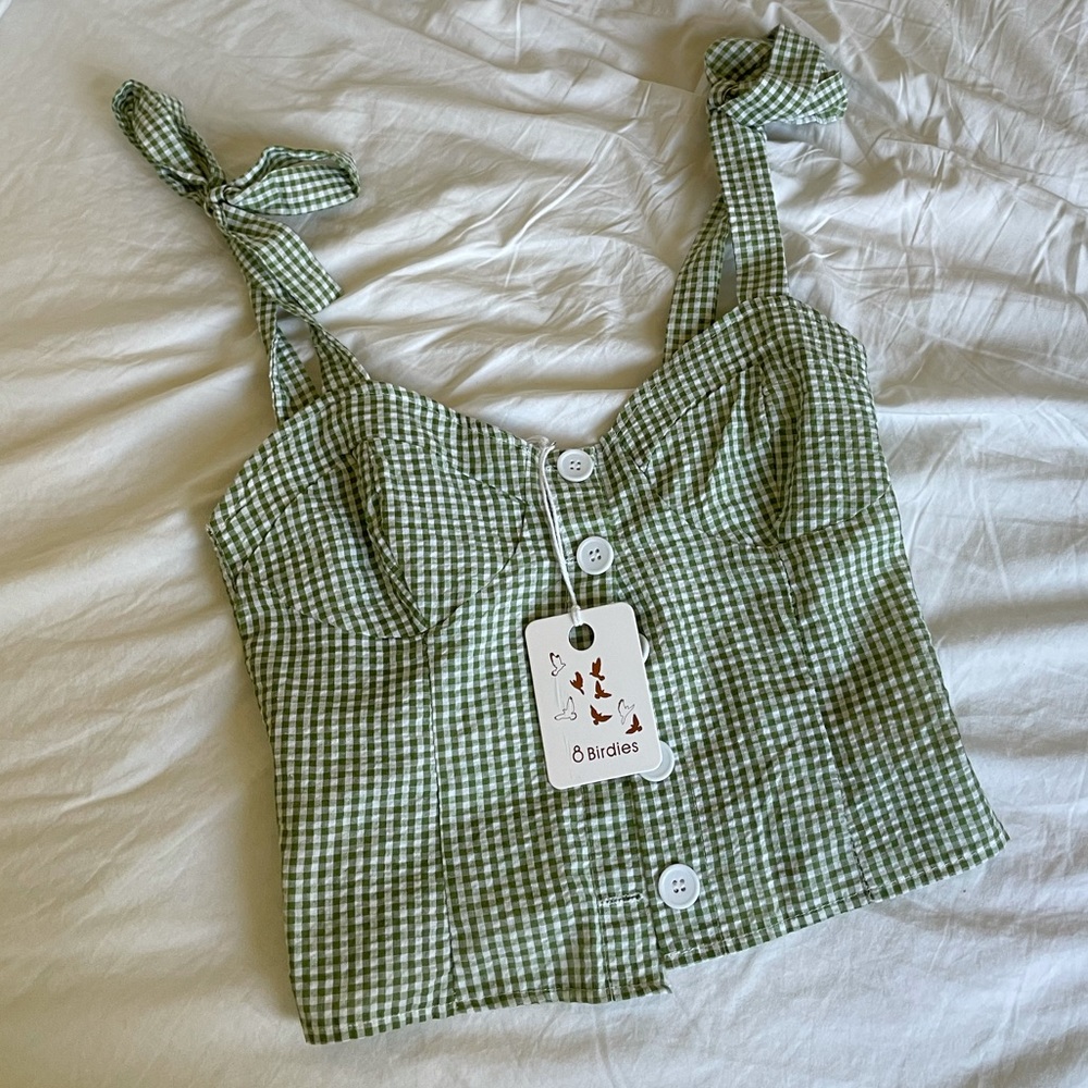 Green checkered/gingham top